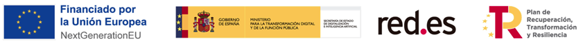 Logotipos institucionales de financiación Red.es y Unión Europea